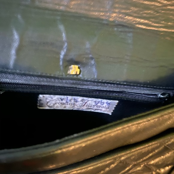 CROUCH & FITZGERALD QUILTED LAMBSKIN LEATHER BLACK GOLD CROSSBODY VINTAGE Bag - Picture 15 of 16